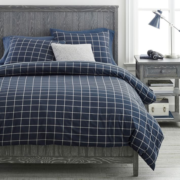 Details about   Pottery Barn Teen Elements Plaid Queen Comforter Shams Bedding New 