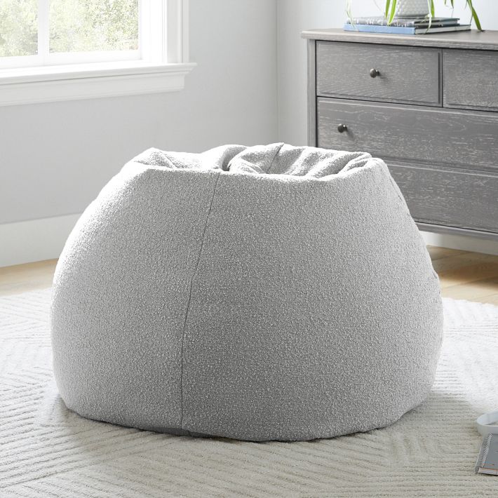 Chunky Boucle Mist Gray Bean Bag Chair Pottery Barn Teen