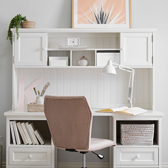 white dorm desk hutch