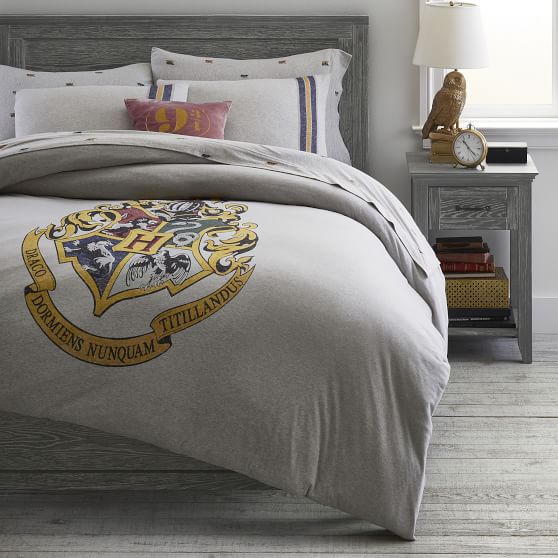 Warner Bros Exclusive Harry Potter House Colours Kids Teenagers Bold Duvet Quilt Covers With Pillowcases ,Grey Double 