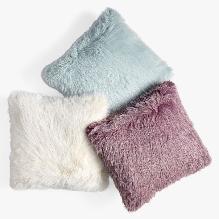 Recycled Feathery Faux-Fur Pillow