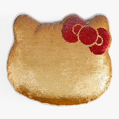 Hello Kitty Shaped Sequin Pillow Os Gold