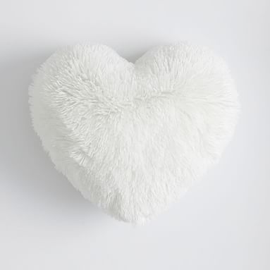 Fluffy Luxe Recycled Heart Pillow, One Size, White