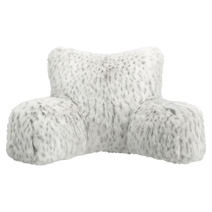 Grey Leopard Faux-Fur Backrest Pillow Cover