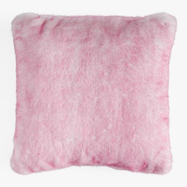 Tipped Fur Pillow 18x18 Inches Hot Pink