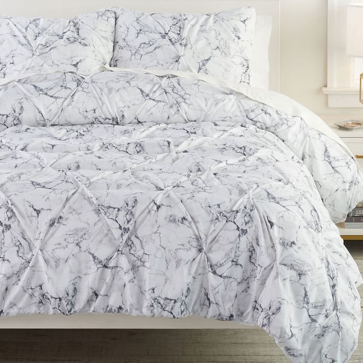 Marble Microfiber Pintuck Comforter & Sham Pottery Barn Teen