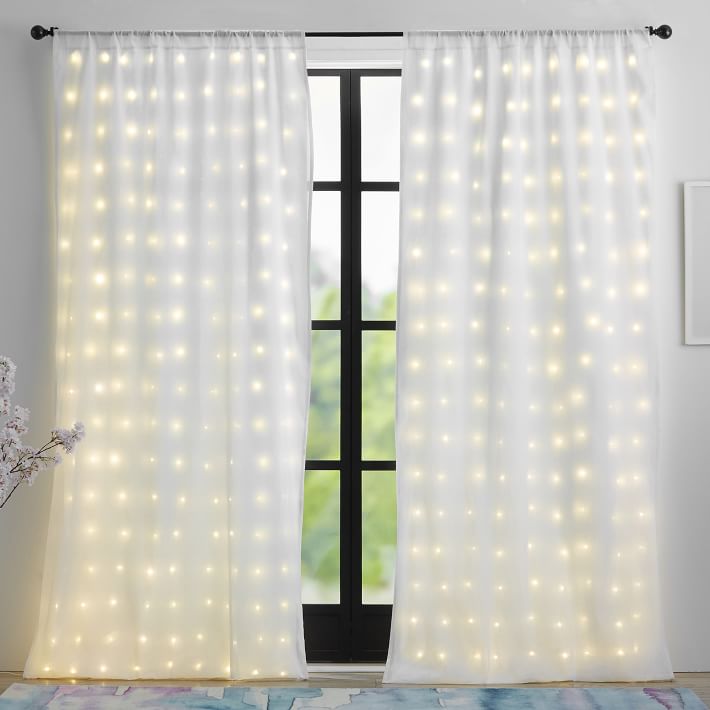 Fairy Light Sheer Curtain - White