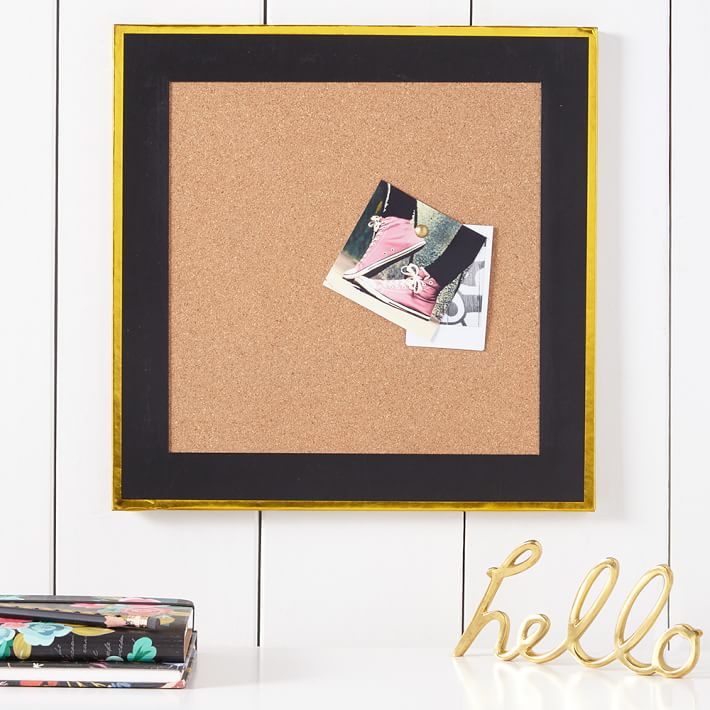 Paper Border Corkboard, Black With Gold Trim Pottery Barn Teen