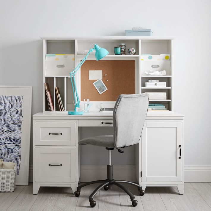 pottery barn white desk hutch