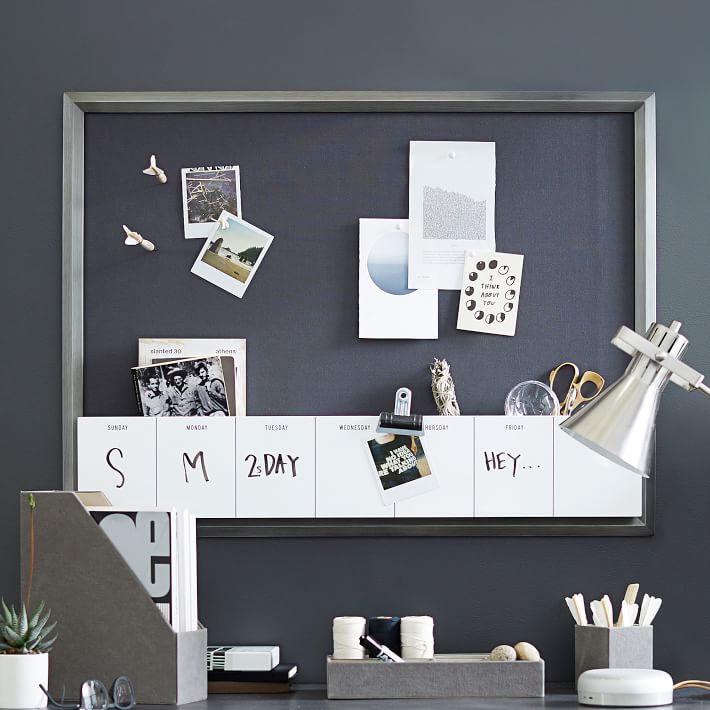 Pinboard with Dry Erase Calendar Cubby