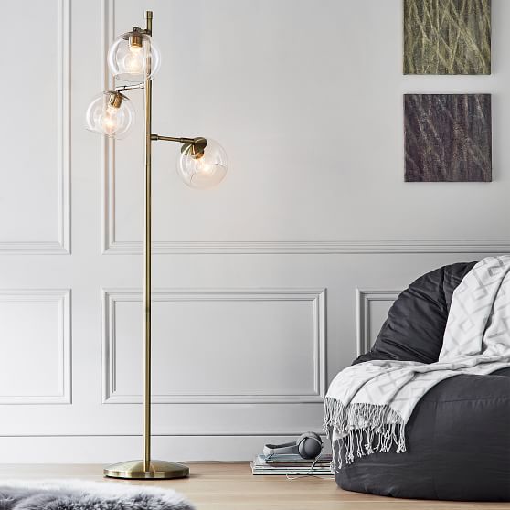 pottery barn glass floor lamp