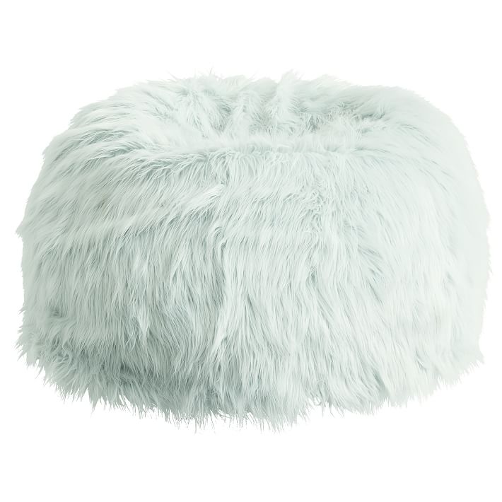 light blue fuzzy bean bag chair