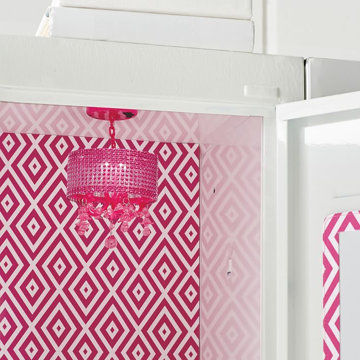 pink locker chandelier