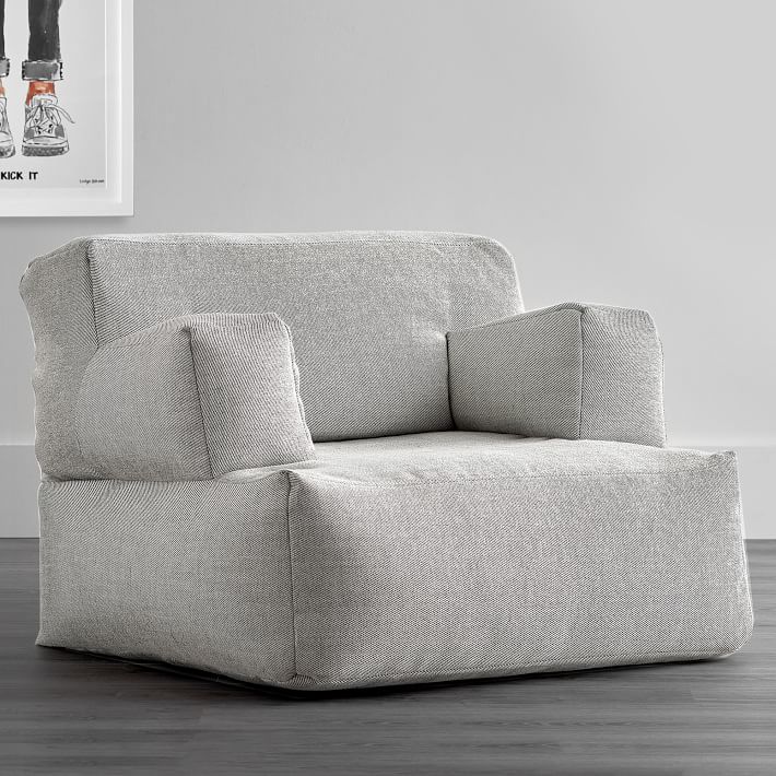 boucle twill gravel modern lounger