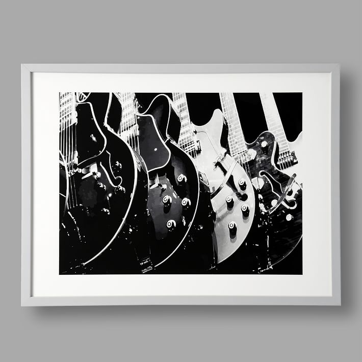 Minted® Guitars, Monochrome Framed Art by A. Ruediger Pottery Barn Teen