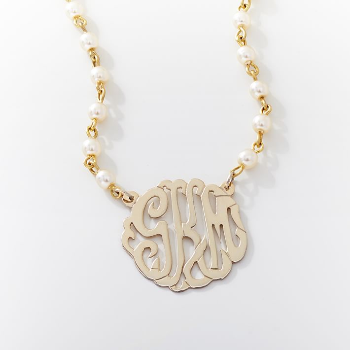 pearl necklace with monogram