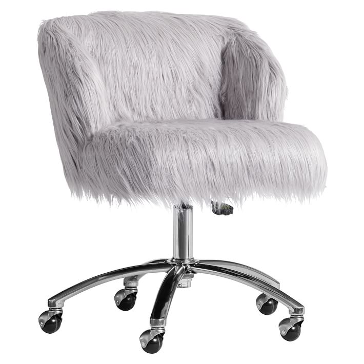 fuzzy grey desk chair