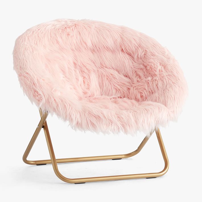 blush faux fur chair