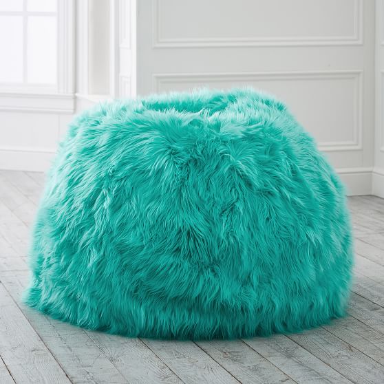 teal fuzzy bean bag chair