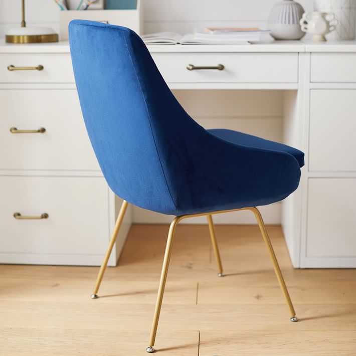 pottery barn blue velvet chair