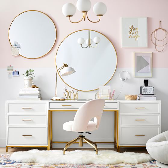 pottery barn white and gold desk