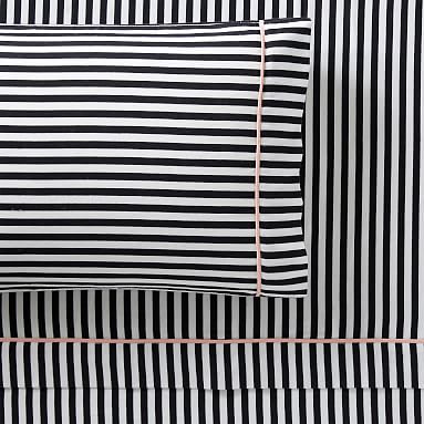 The Emily & Meritt Pirate Stripe Sheet Set, Single/Single XL, Black/White
