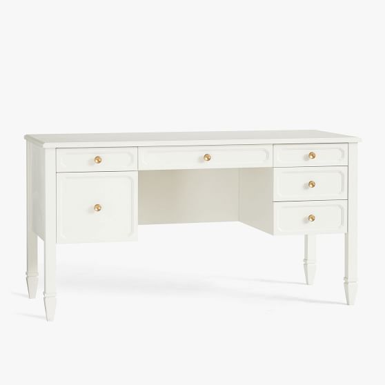 pottery barn white and gold desk