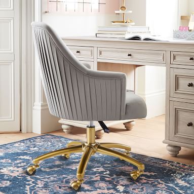 Velvet Gray Pleated Desk Chair| Teen Desk Chair | Pottery Barn Teen