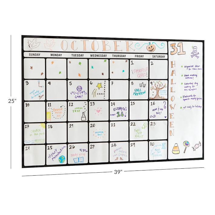 DryErase Calendar Decal Wall Organizers Pottery Barn Teen