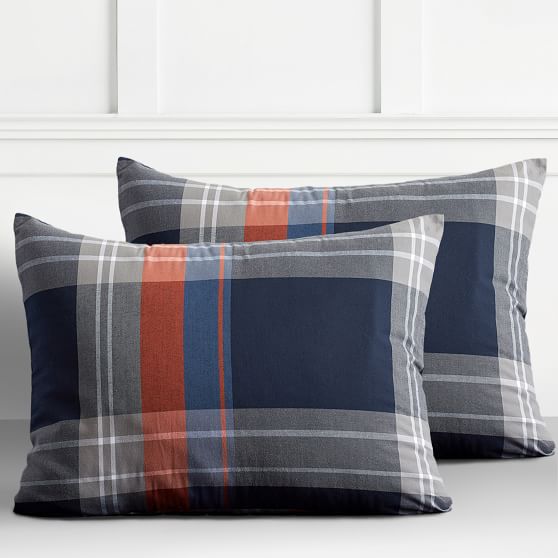 navy plaid comforter