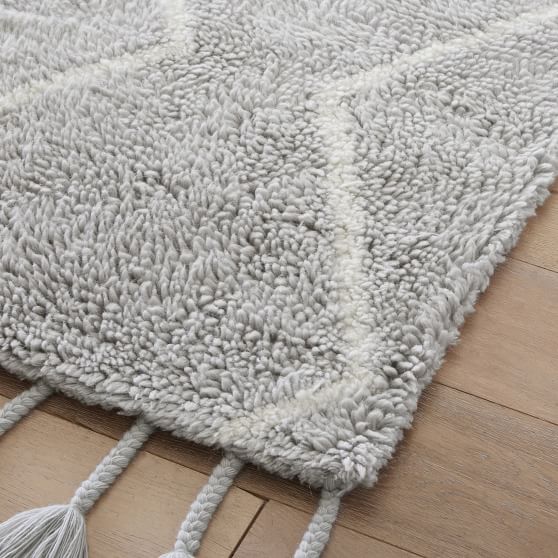 Zigzag Shag Wool Rug Light Gray Pottery Barn Teen