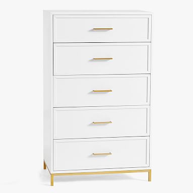 Blaire 5-Drawer Tall Dresser, Lacquered Simply White