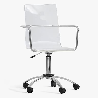 Paige Acrylic Swivel Desk Chair, Silver