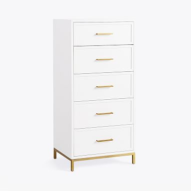 Blaire 5-Drawer Small Space Dresser, Laquered Simply White