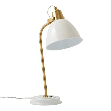 Eden Task Lamp with USB, White Gold