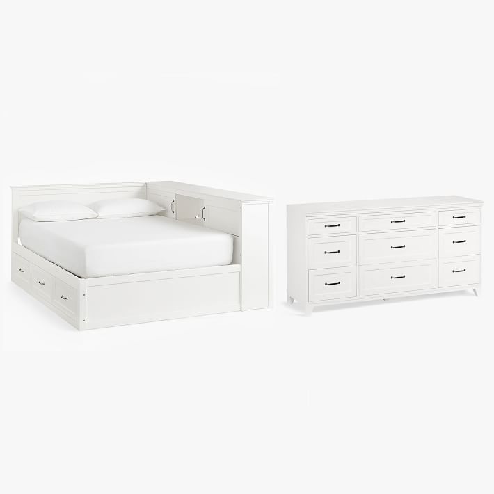 Hampton Corner Storage Bed & 9Drawer Dresser Set Teen Storage Beds