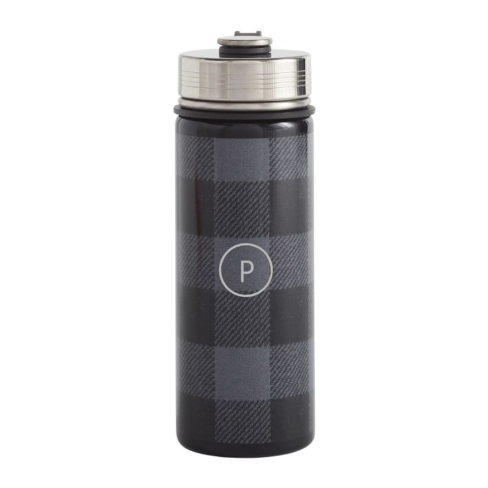 Charcoal Buffalo Plaid Slim Water Bottle
