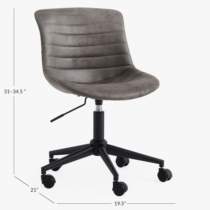 Textured FauxSuede Charcoal Aiden Swivel Desk Chair Pottery Barn Teen