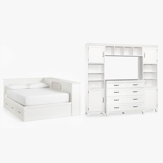 Hampton White Corner Storage Bed & Dresser Set Teen Storage Beds