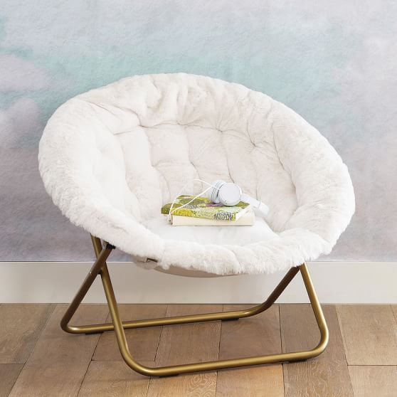 Folding Chair Ultra Comfy Folding Round Faux Fur Saucer Mushroom