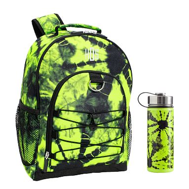 Santa Cruz Tie Dye Yellow/Black Small Backpack & Slim Water Bottle Bundle