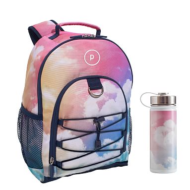 Rainbow Cloud Small Backpack & Slim Water Bottle Bundle