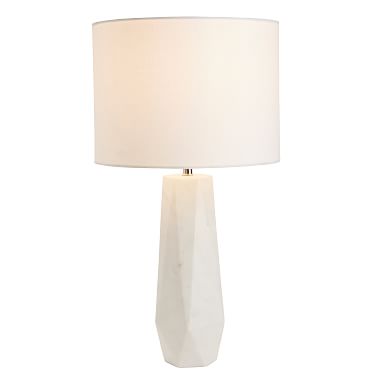 Faceted Marble Table Lamp, White