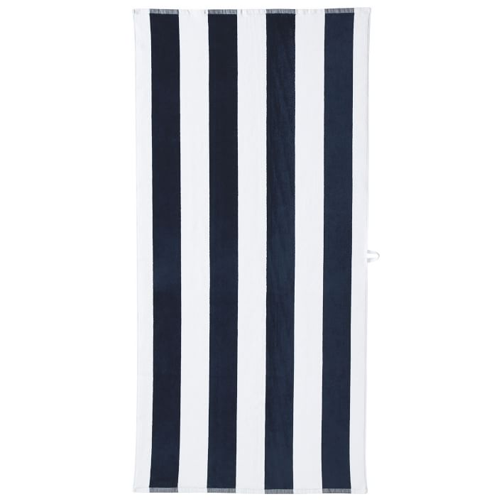 Awning Stripe Beach Towel - Navy