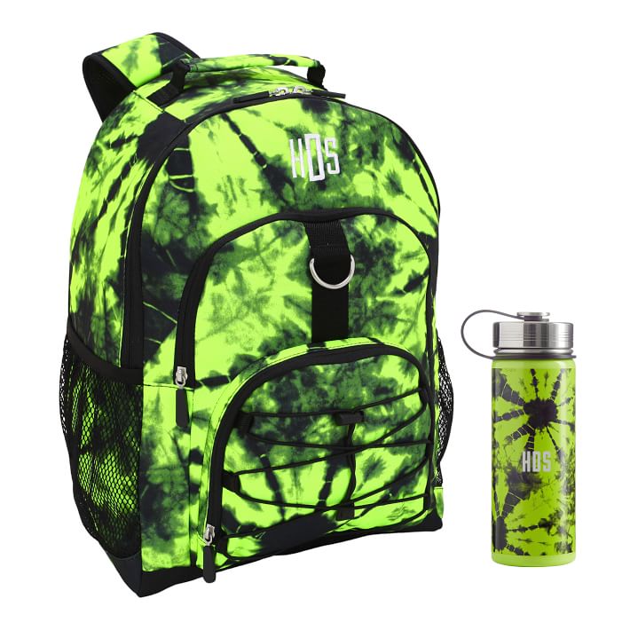 Gear-Up Santa Cruz Tie-Dye Recycled Backpack & Water Bottle Bundle, Set of 2
