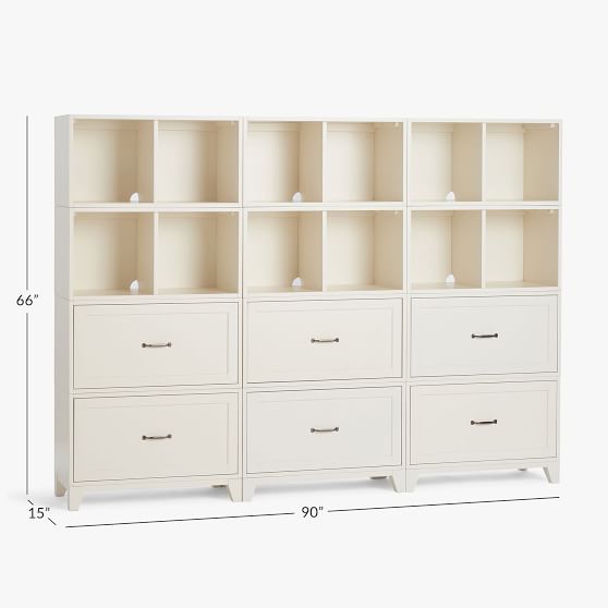 Hampton Triple 2Shelf Tall Bookcase with Drawers Pottery Barn Teen