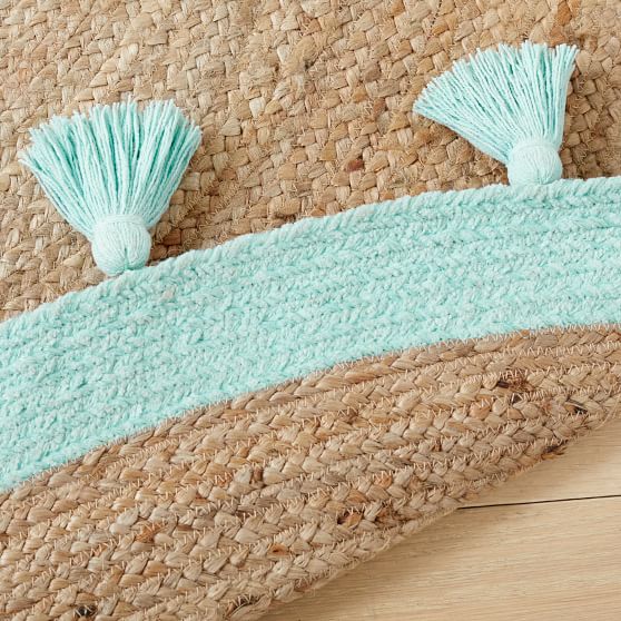 Chenille Jute Round Rug Pale Seafoam Pottery Barn Teen