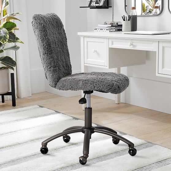 Charcoal Sherpa Faux-Fur Airgo Desk Chair| Desk Chair | Pottery Barn Teen