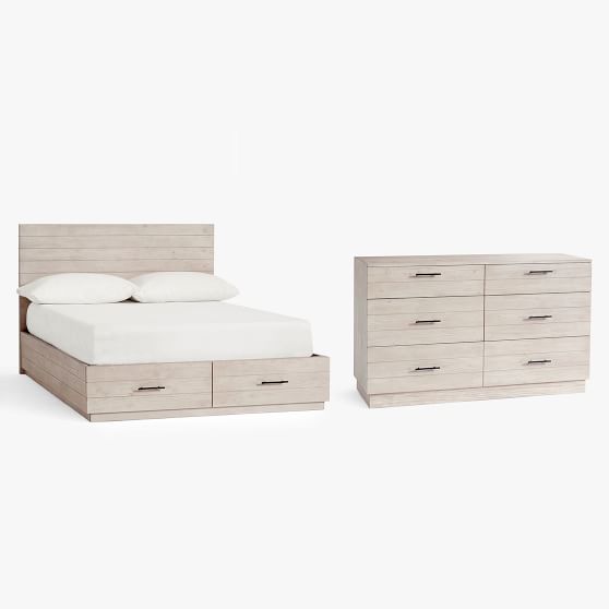 Modern Farmhouse Storage Bed & 6Drawer Dresser Teen Storage Beds