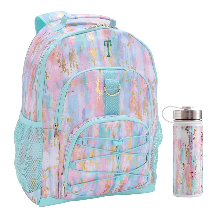 Gear-Up Artsy Recycled Backpack & Water Bottle Bundle, Set of 2